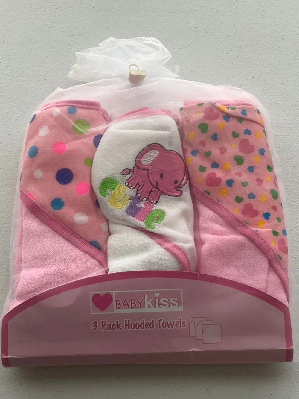 🌺$6.00 final price-BabyKiss Pink Hooded Baby Towels - 3 Pack